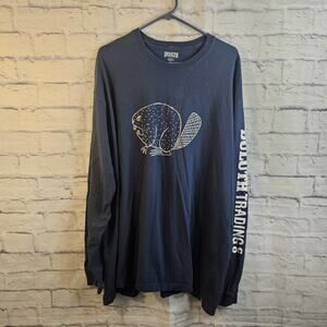 Duluth Trading Tshirt Mens XL Blue Long Sleeve Longtail T Angry Beaver Casual